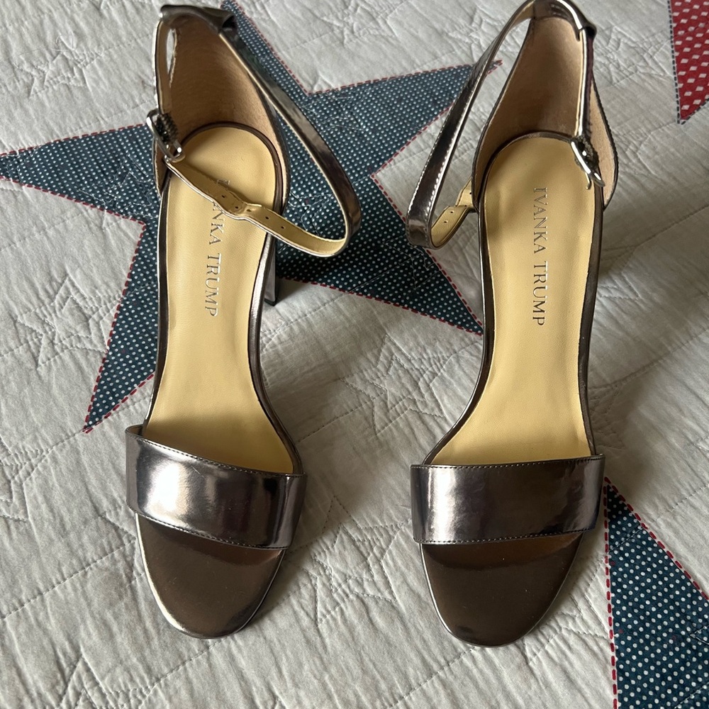 Ivanka Trump Metallic Heels with Ankle Strap